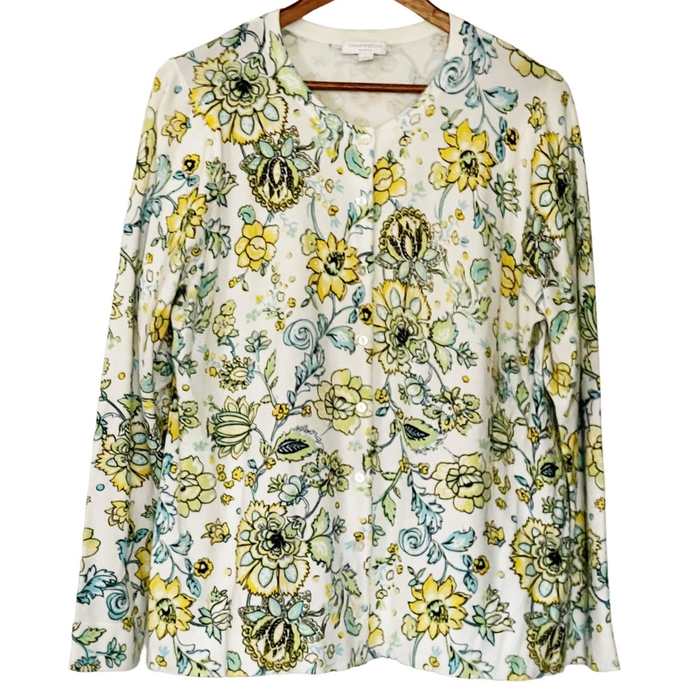 Charter Club Floral Button Down Cardigan Sweater Size 1X